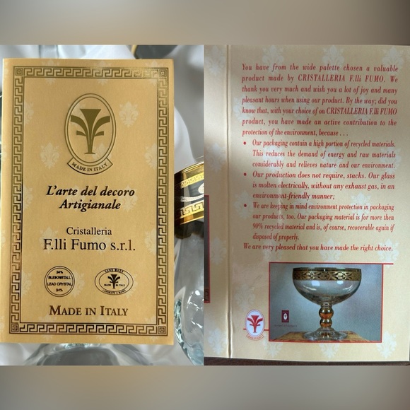 Cristalleria F.LLi Fumo Gold Trim Wine Glasses - Set of 6 in Box - Picture 17 of 17